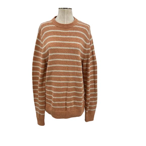 Faherty Beach Stripe Sweater Sierra Sand Organic Cotton Orange Size Large